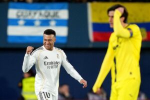 Mbappe’s brace at Villarreal sends Real Madrid to top of La Liga